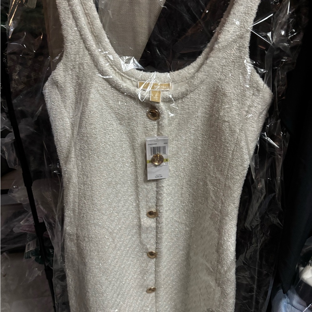 Michael Kors Metallic Tweed Mini Dress In Bone, Size 4, NWT - Picture 5 of 6